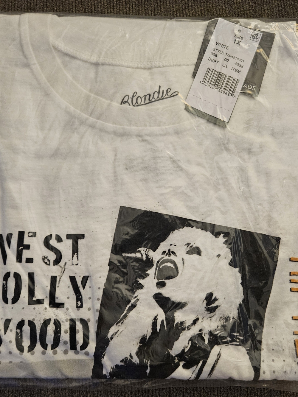 BLONDIE West Hollywood Band Shirt 1X Punk Rock Graphic White Vintage Style RARE!